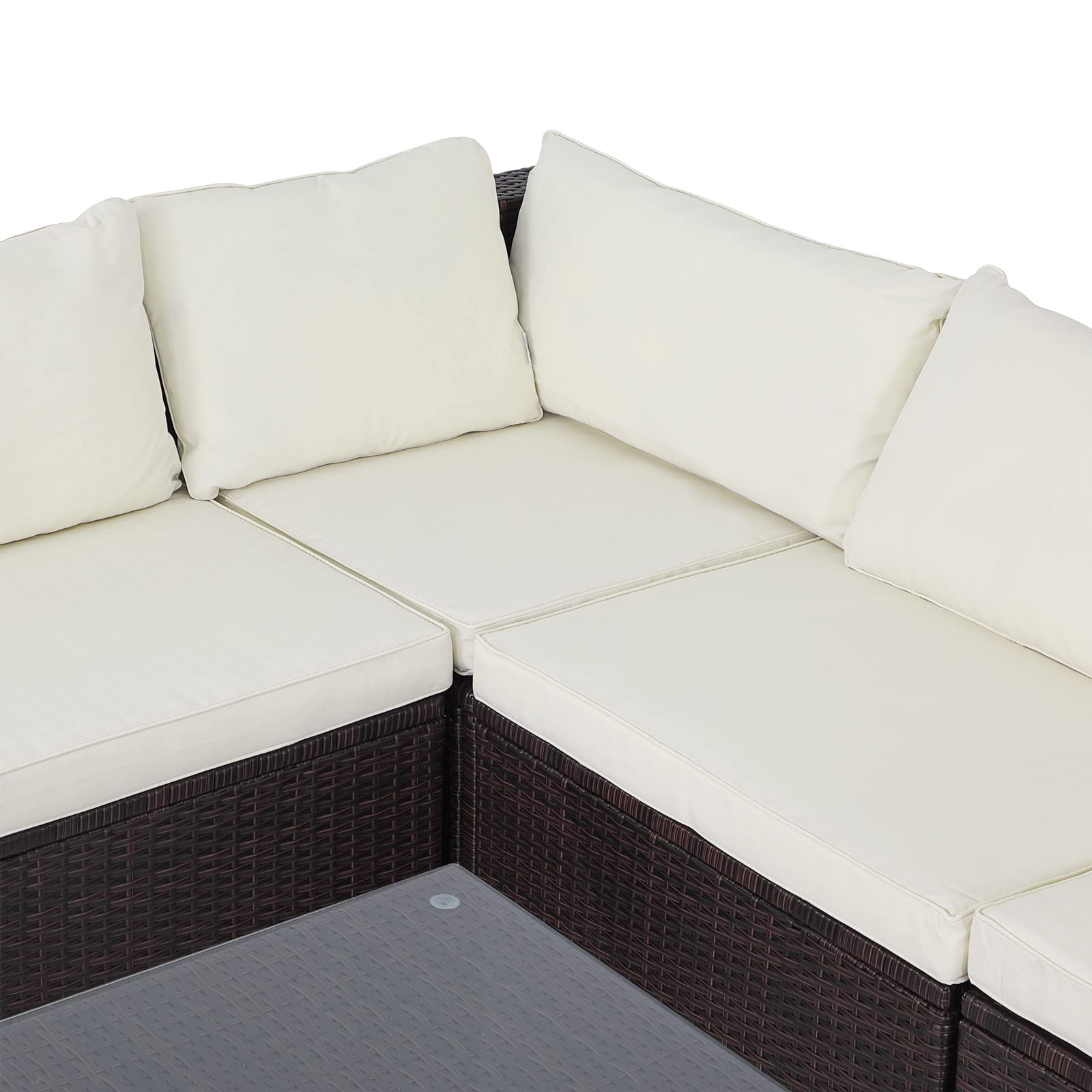 Casaria Set Salotto in Polyrattan XL Cuscini Imbottiti Tavolo in Vetro Resistente Mobili Giardino Salottino Angolo Ripiano Extra