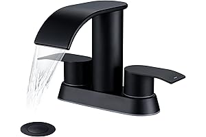 Matte Black Waterfall Bathroom Sink Faucet with Pop-Up Drain
