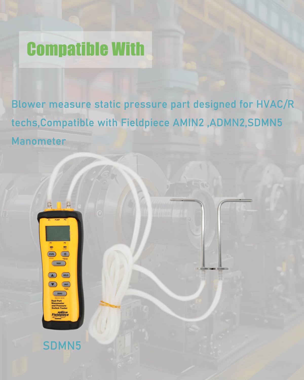 Static Pressure Probe Kit With 2 Tubes – Compatible With Fieldpiece, UEI, Klein & Testo Manometers