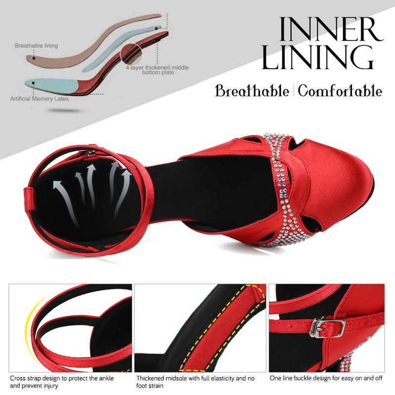 AOQUNFS Women Ballroom Latin Dance Shoes Salsa Closed Toe 1920s Party Dance Performance Shoes,Model L1574