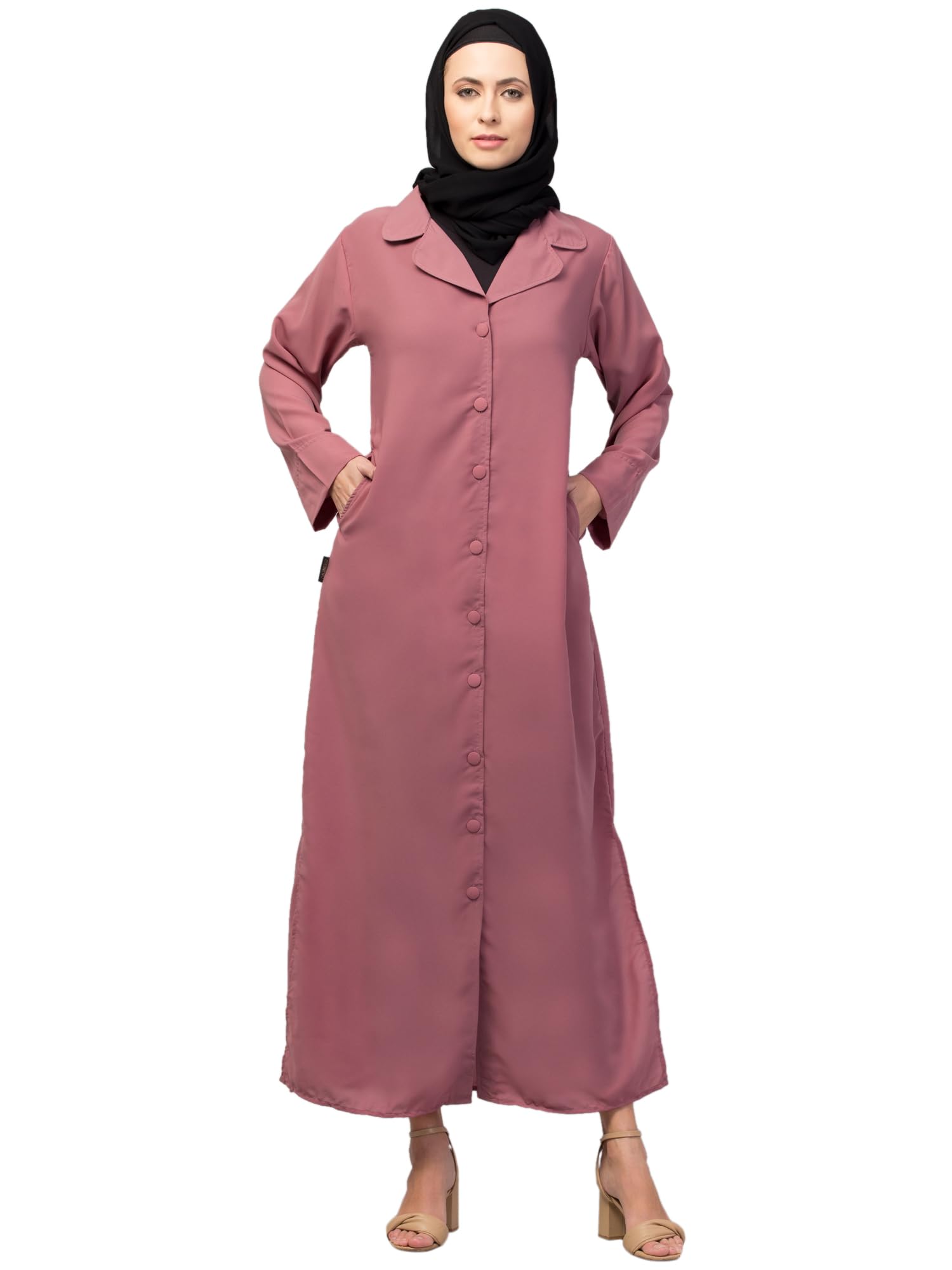 nazneen Front open Coat Collar Self Fabric Button Coat style Abaya/Burqa/Naqab-picture-33