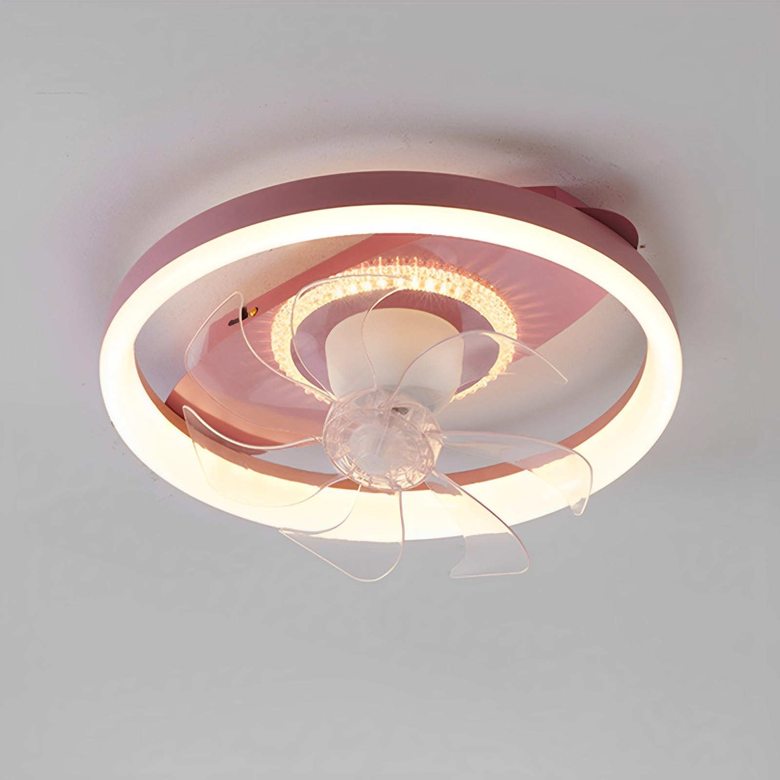 SXDMOUBK Kids Mute Ceiling Fans with Lights Remote Dimmable LED Light 6 Speeds Timing Fan Bedroom Dining Room Lighting