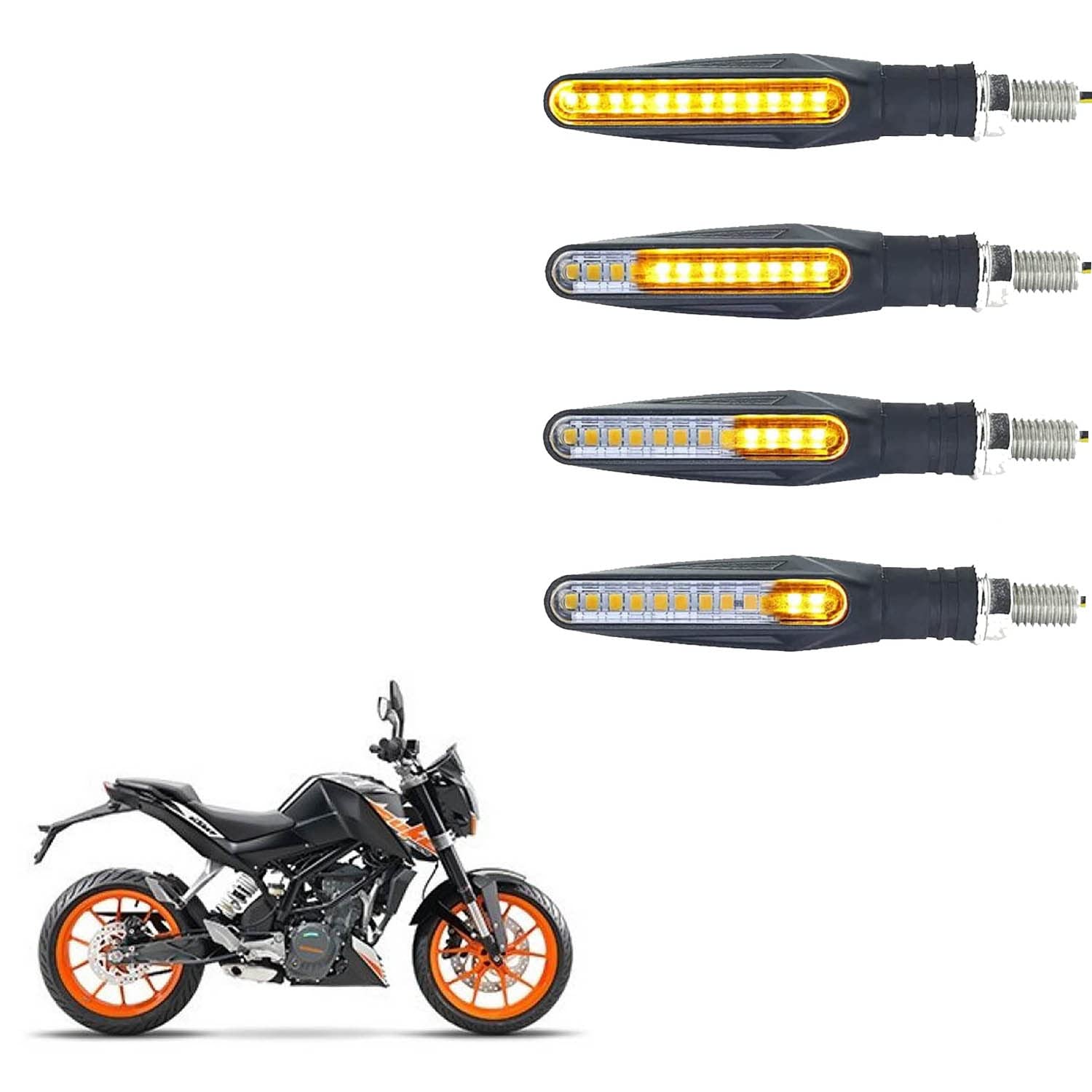 Vagary Universal Pack of 4 Waterproof Motorcycle Motorbike Running Turn Signal Indicator Amber Light for Ktm 200 Duke-image-35