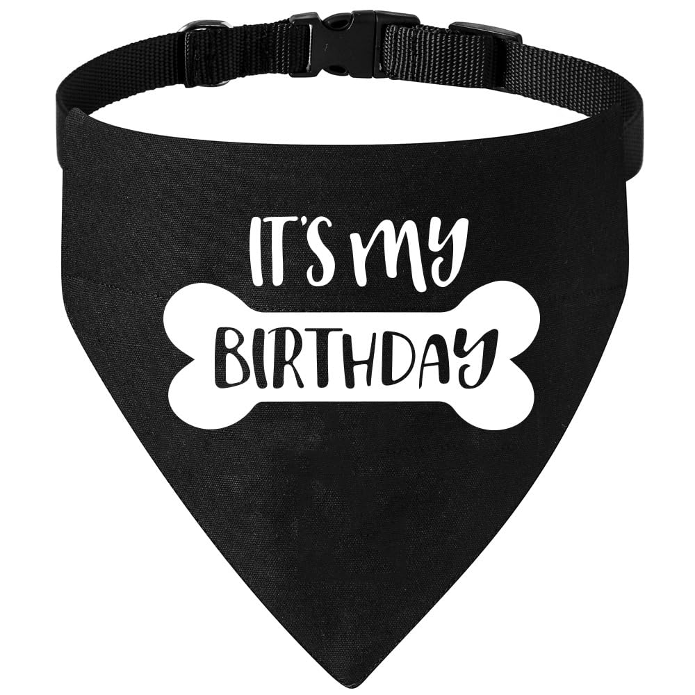 HDGDT Dog Birthday Bandana Collar - It's My Birthday Adjustable Pet Scarf with Quick Release Buckle & D-Ring for Small Medium Large Dogs & Cats