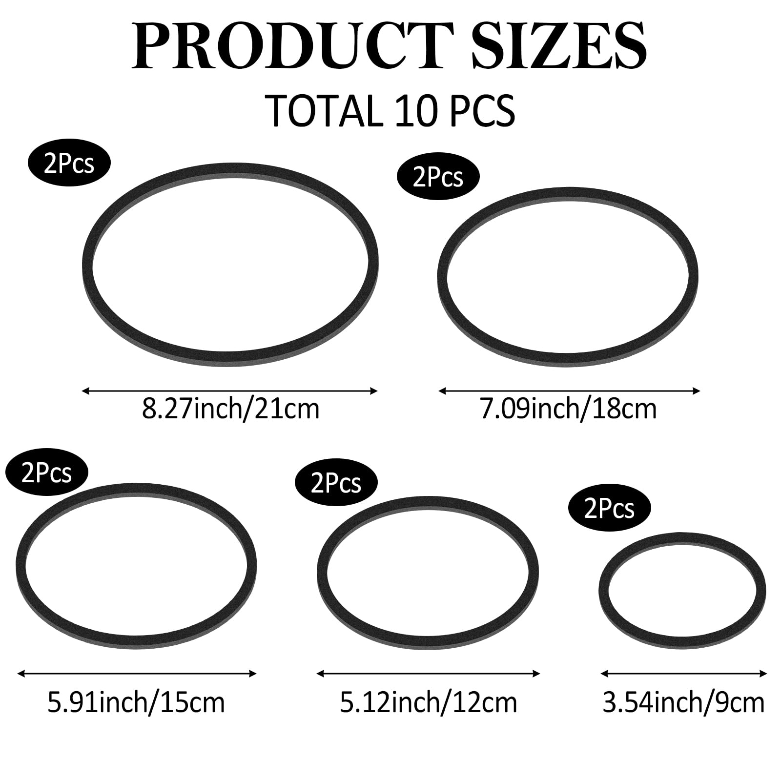 10 Pcs Fish Feeding Rings Set 5 Sizes Aquarium Round Feeder Ring for Fish Tank Aquarium Floating Plant Corral for Intercepts Floating Plants Black