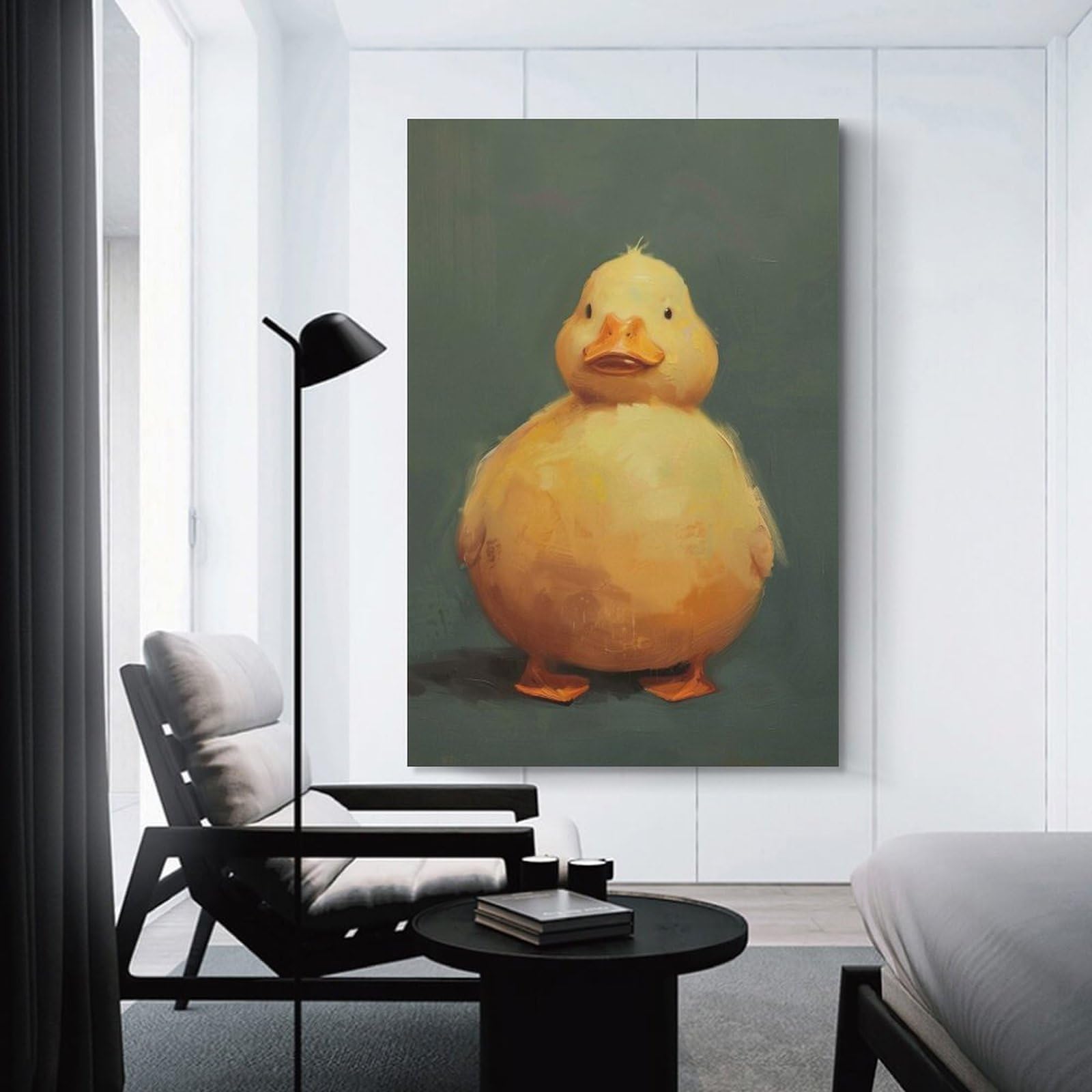 Junmoney Unframe-Style-4 Chubby Yellow Duckling Painting Canvas Wall Decor 24X36inch(60X90cm), For Bedroom Walls, Guest Spaces Or Lounges, A Warm Accent For Relaxed Interiors