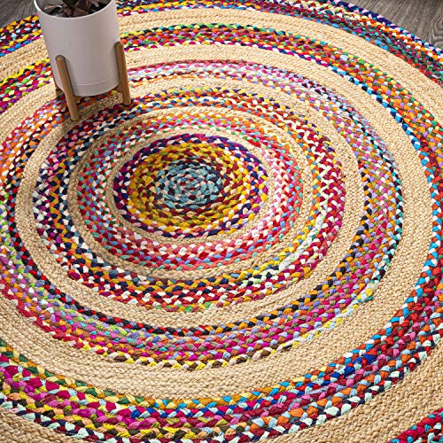 Tapete redondo de yute 4' estilo boho miniatura 3