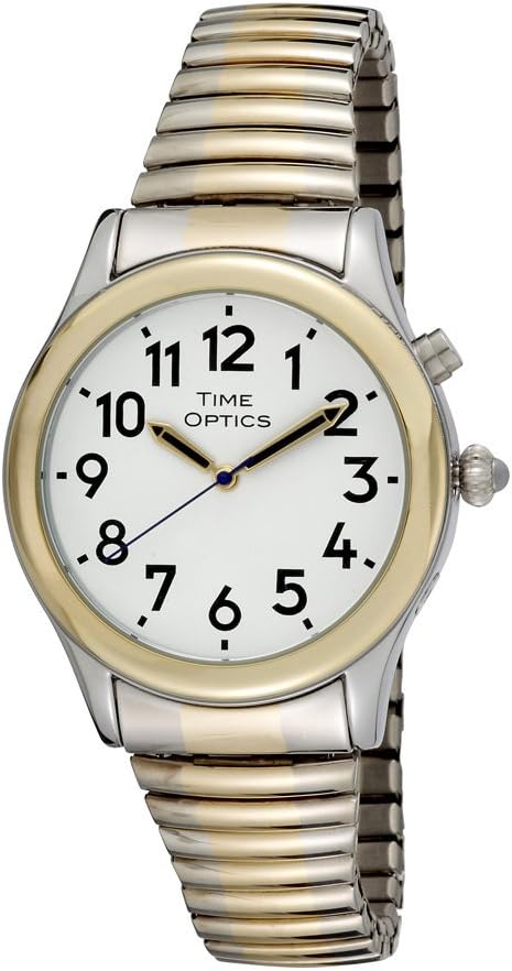 TimeOpticsMen's Talking Two-Tone Alarm Expansion Bracelet Watch