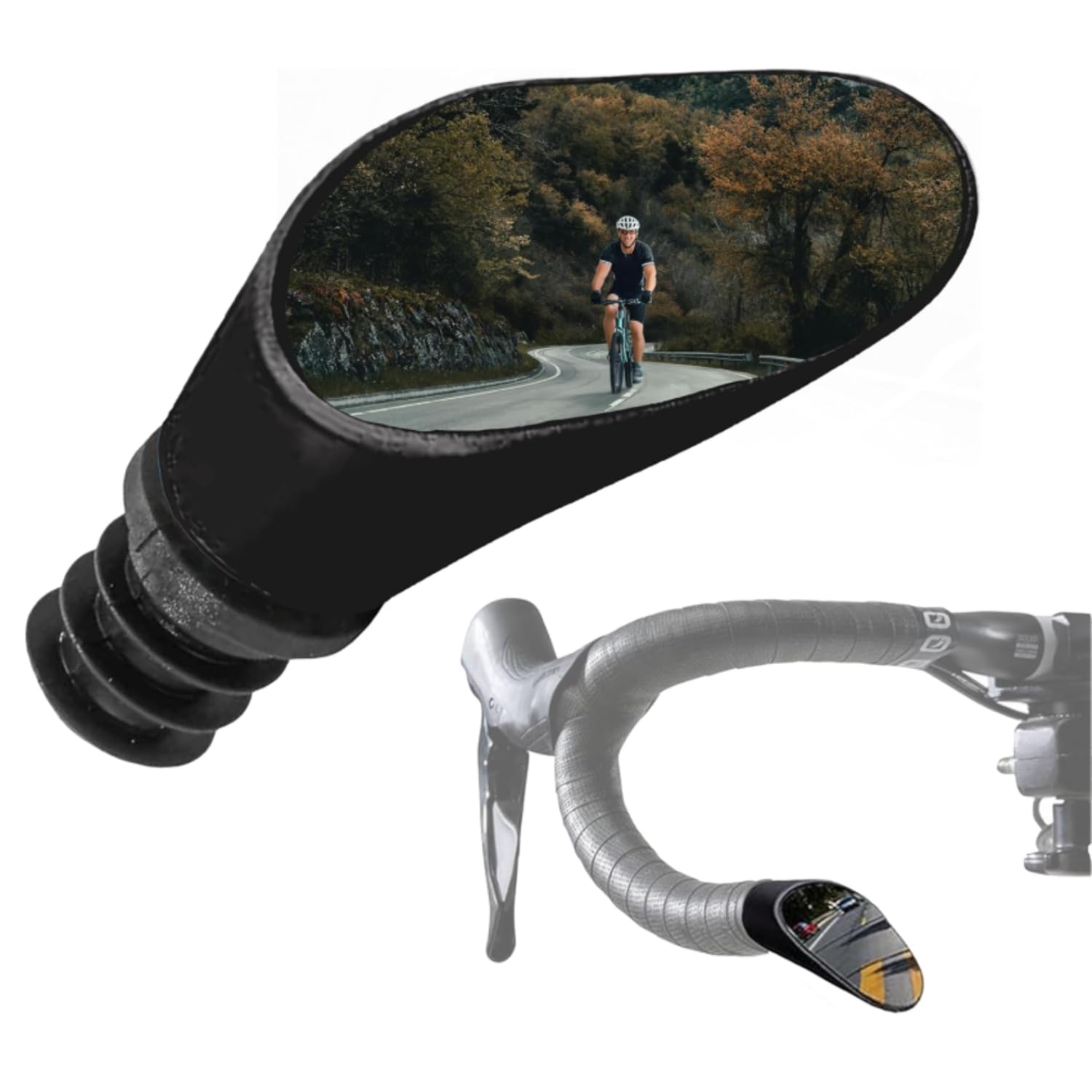 Sprintech Swiss-Made Convex Chrome-Plated Bike Mirror for Drop Bars – Hand-Finished, Adjustable, Reflective Surface, Durable ABS Housing, Universal Fit for Enhanced Rear Visibility (Black, Single)