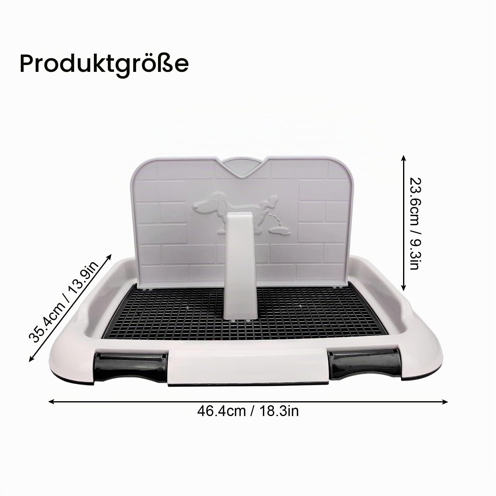Focket Hundetoilette, Hundeklo für drinnen mit simulierter Wand, planmäßiges Urinieren Mesh Potty Tray Corgi Potty Training Toilette, Französische Bulldogge Training Tray Hunde (Schwarz)