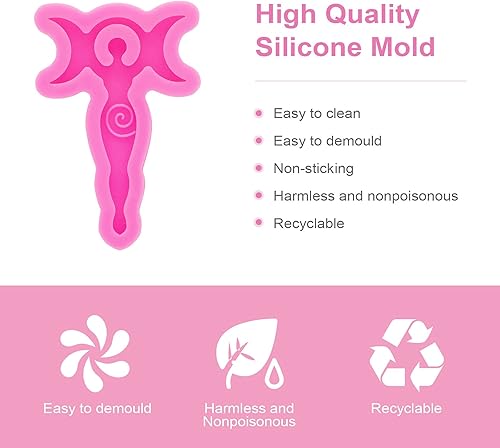 Miniatura 3 de Moldes de silicona brillante y brillante de diosa y luna para hacer llaveros, collares, colgantes, joyería, llavero epoxi, moldes de resina epoxi,