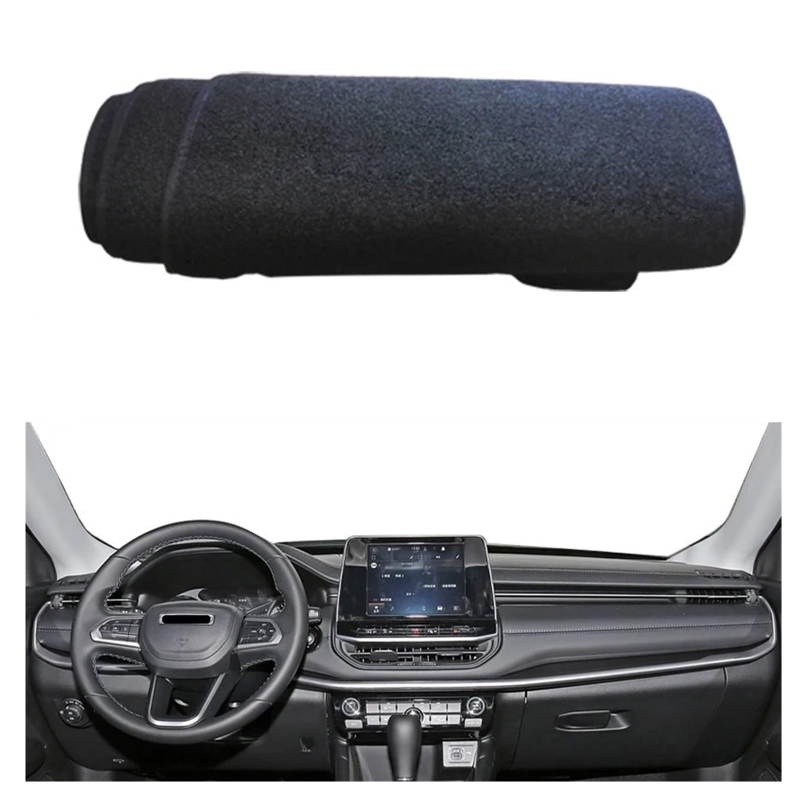 Tappetino Copri Cruscotto Per Jeep Per Compass 2021-2024 Parasole Per Cruscotto Auto Tappetino Antiscivolo Anti-UV Coche Cubierta Tablero(Left -Black)