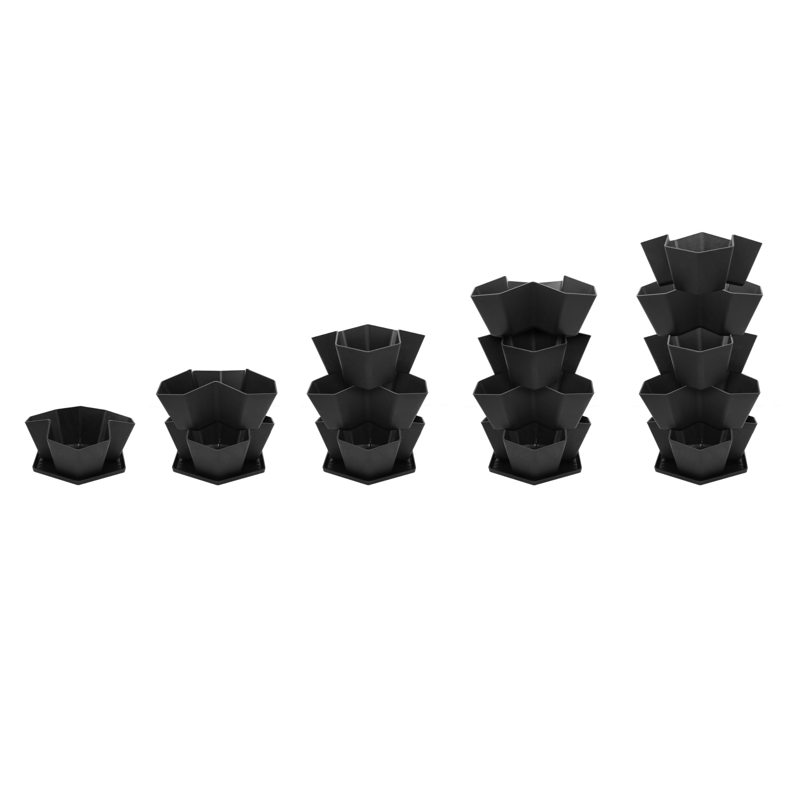 Tierra Verde 5-Tier Large Stackable Modular Planter in Black - 2
