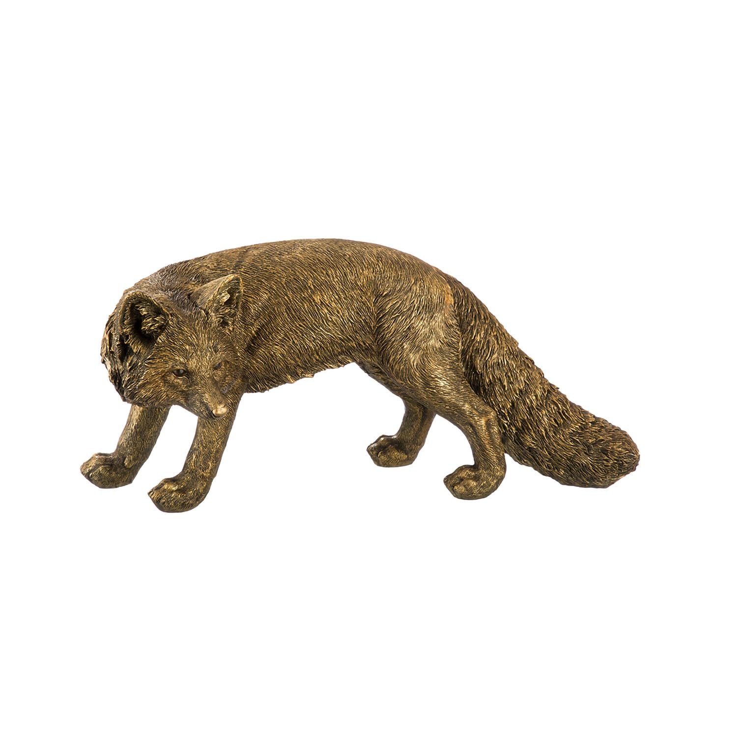 GILDE Fabian Resin Fox Figurine, Bronze, Width 49 cm, Decoration, Sculpture, Animal Figure, Home Accessory, Gift Idea, Collector's Item