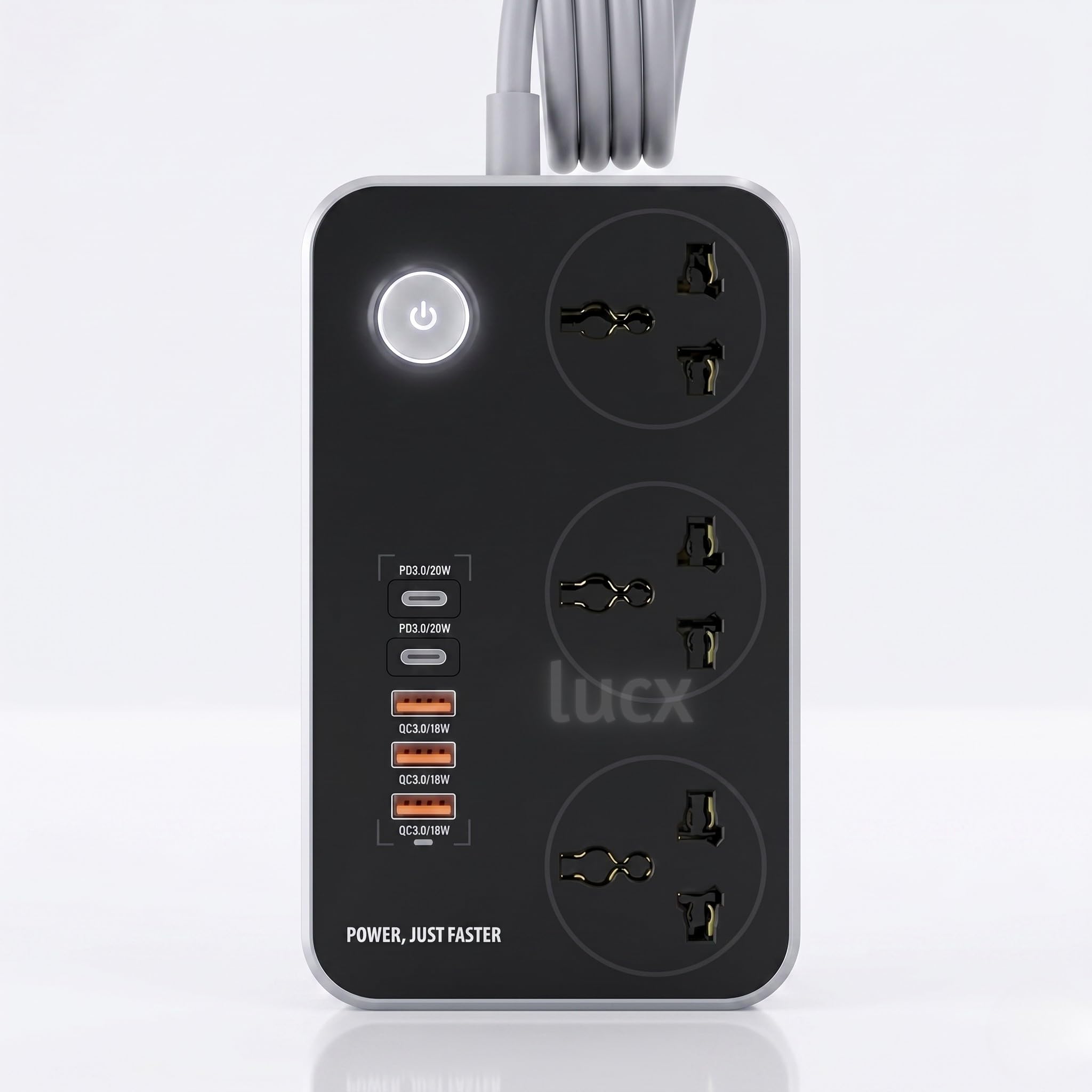2500W Extension Board with 3 Universal Sockets, 3 USB Ports & 2 Type C Fast Charging Ports, Surge Protection, Fire Resistant Spike Guard, Heavy Duty 2 Meter Extension Cord for Home, Office & Travel-picture-22