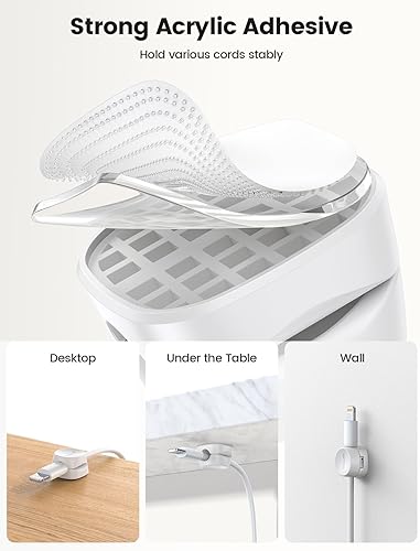Miniatura 4 de Lamicall - Paquete de 8 organizadores de cables 1s Lock Clips de gestión de cables de resorte, soporte para cables de escritorio Lamicall lindo,