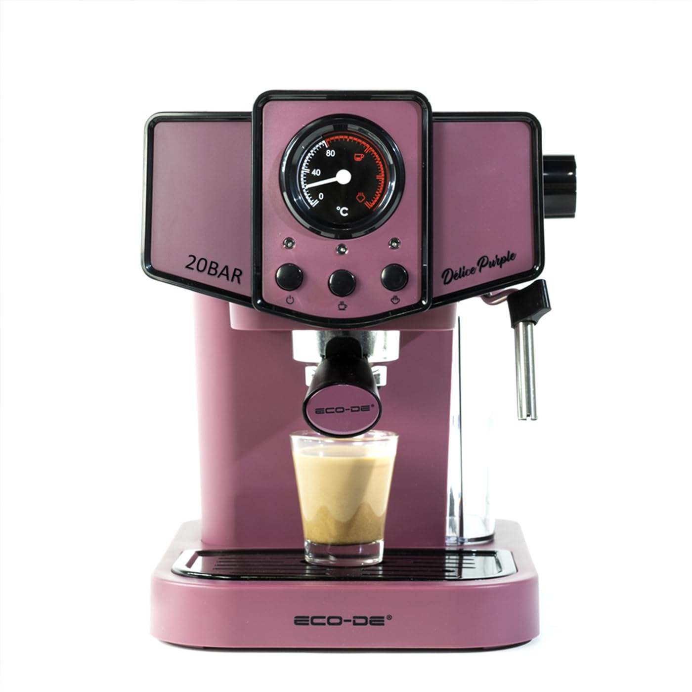 ECO-DE Delice Purple, cafetière espresso, 20 bars, mousseur à lait