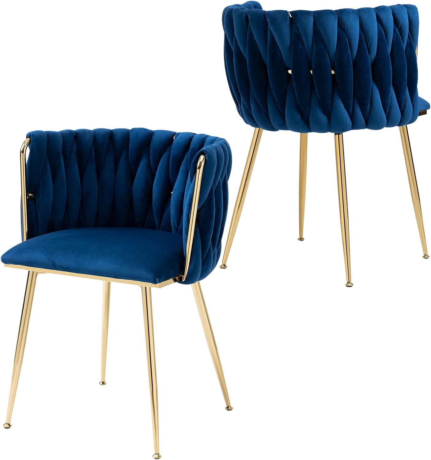 Nrizc Woven Dining Chairs Set of 2, Velvet Upholstered