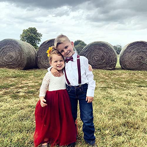 Image of Topmaker Flower Girl Dress for Toddler Baby Girls,Lace Tulle Dress for Wedding,Birthday Party,Photoshoot,Special Occasion