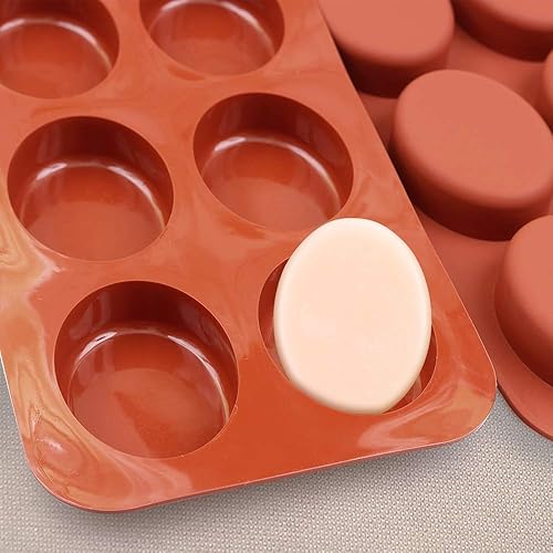 Miniatura 4 de homEdge Molde de silicona ovalado de 6 cavidades, 3 paquetes de moldes ovalados para hacer jabón hecho a mano, chocolate, velas de jabón y marrón