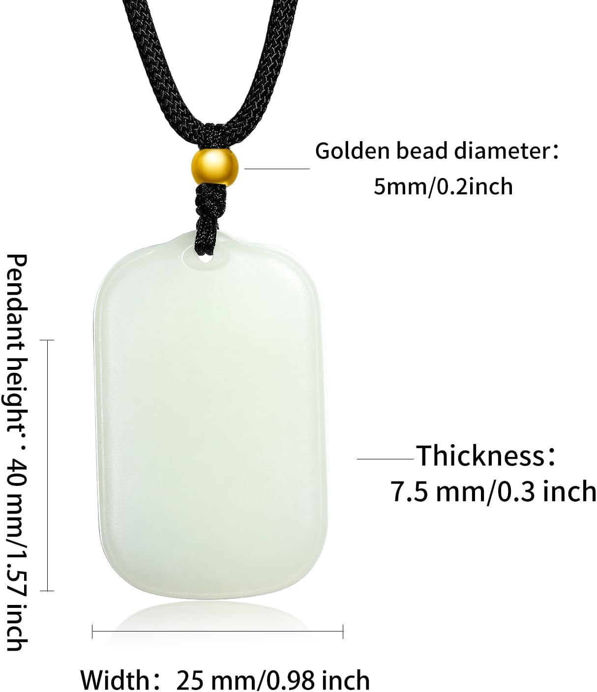 24K Solid Gold Pendant Necklace for Women, Real Pure Gold Bead Jewelry Accessory Exquisite White Nephrite Jade Jewelry Pendant Necklace for Men Girlfriend Boyfriend Lover Gifts