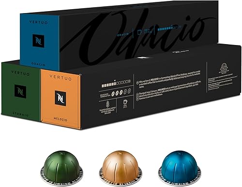 Nespresso Vertuo Coffee Pods, Pack of 30, 10 x Melozio, 10 x Stormio, 10 x Odacio capsules for Nespresso Machines. Make Espressos, Cappuccino and Lattes at home. Recyclable Pods. - 1