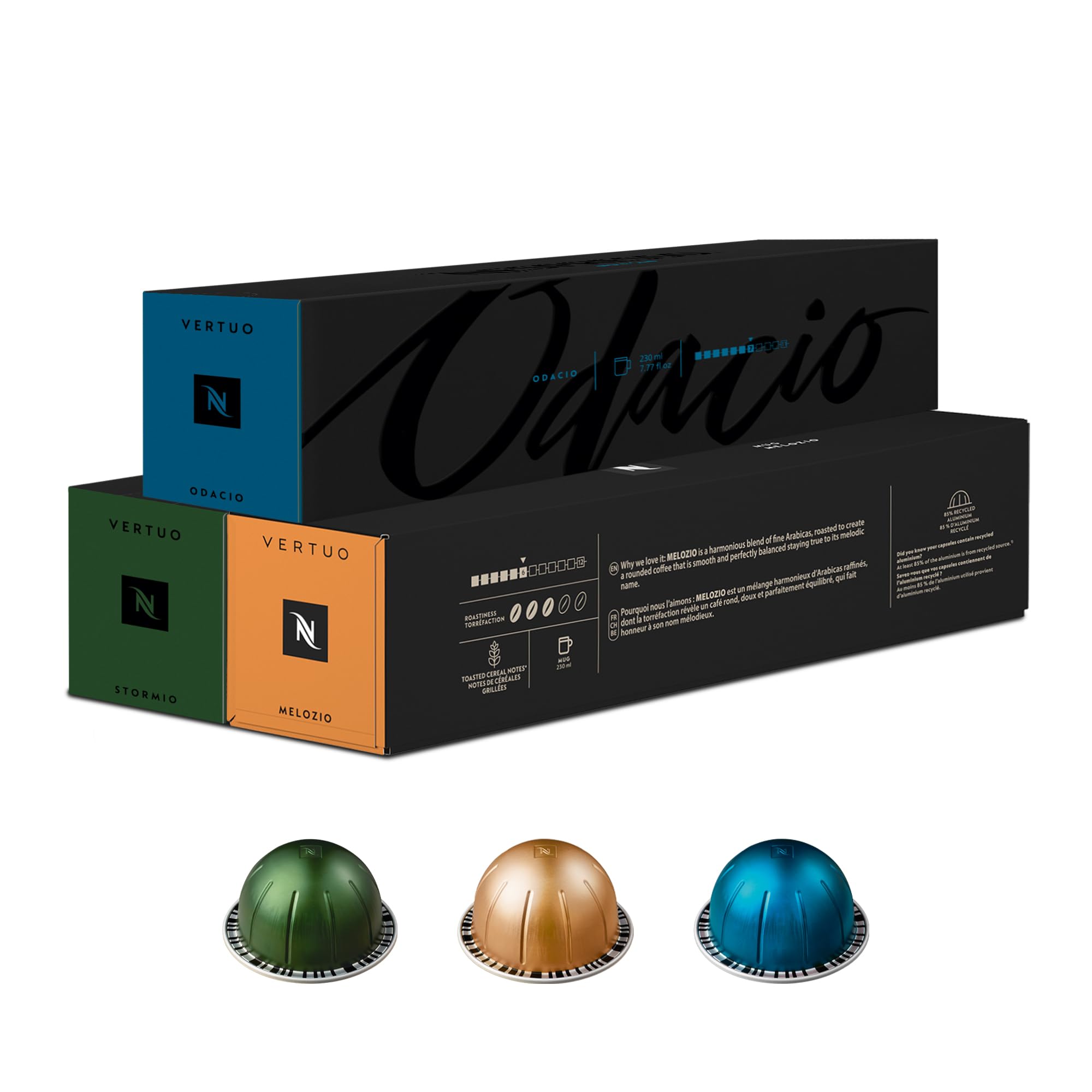 Nespresso Vertuoline Café Cápsulas Surtido - Los Más Vendidos: 1 Manga de Stormio, 1 Manga de Odacio y 1 Manga de Melozio para un total de 30 Cápsulas