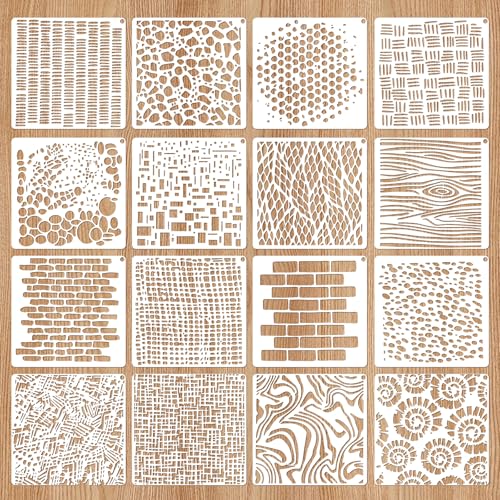 16PCS Geometric Stencils for Painting,Reusable Abstract Layering ...