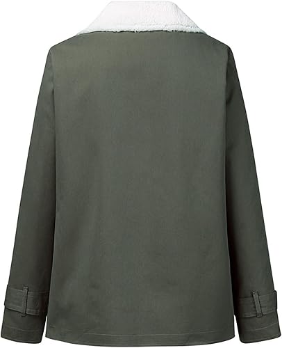 Miniatura 5 de Abrigos de invierno para mujer 2023, chaqueta con forro de sherpa, solapa de botón, chaquetas cálidas gruesas de talla grande, abrigo ligero para