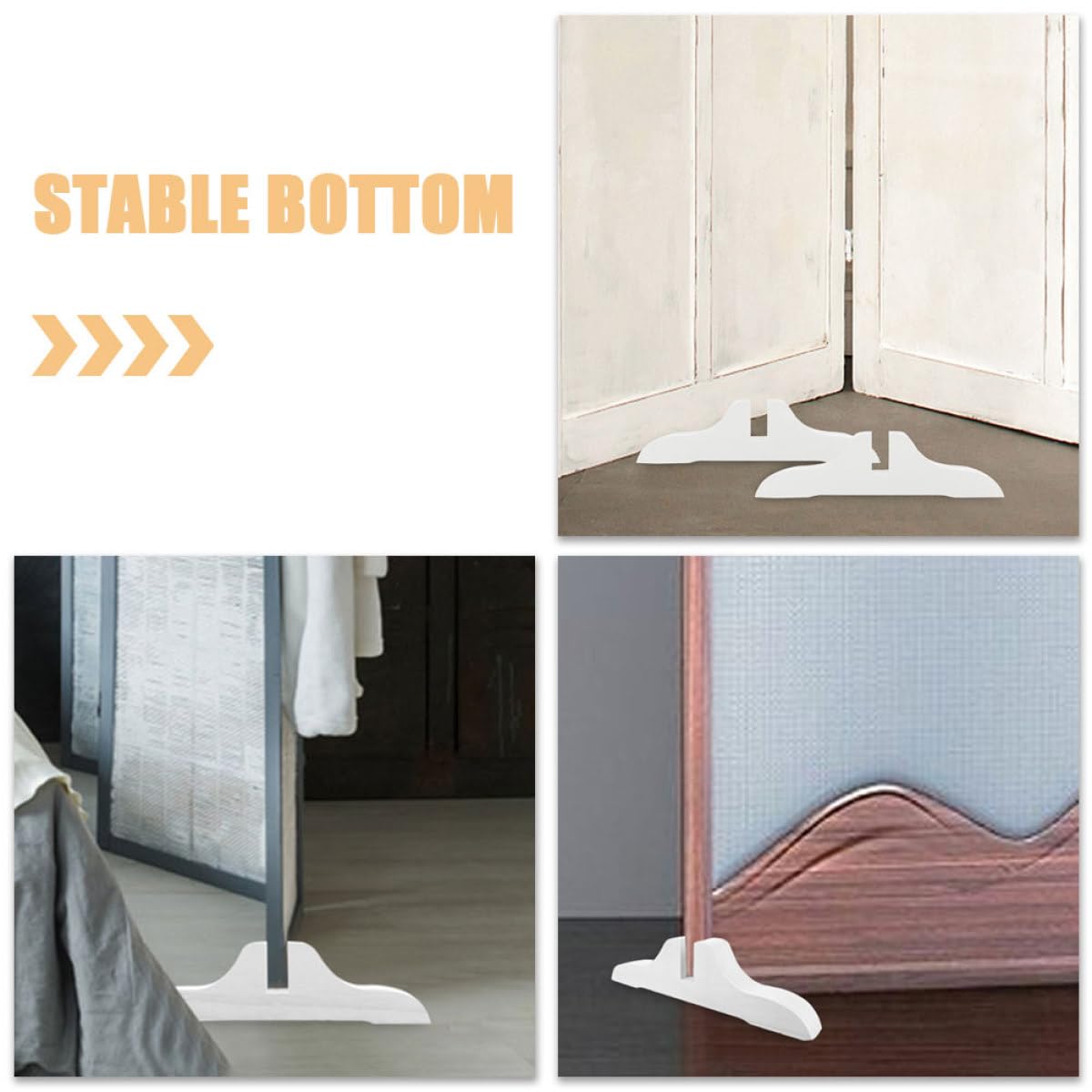 3 soportes ajustables blancos para dividir ambientes, patas de soporte movibles para paneles plegables, soportes estables para el hogar y la oficina