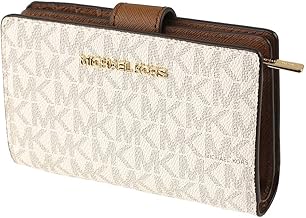 Michael Kors Billetera de Viaje Jet Set Logotipo Impreso Iniciales, Marrón, Cuero Saffiano, Bifold, Mujeres-Adultos, Con Monedero con Cremallera Forrado