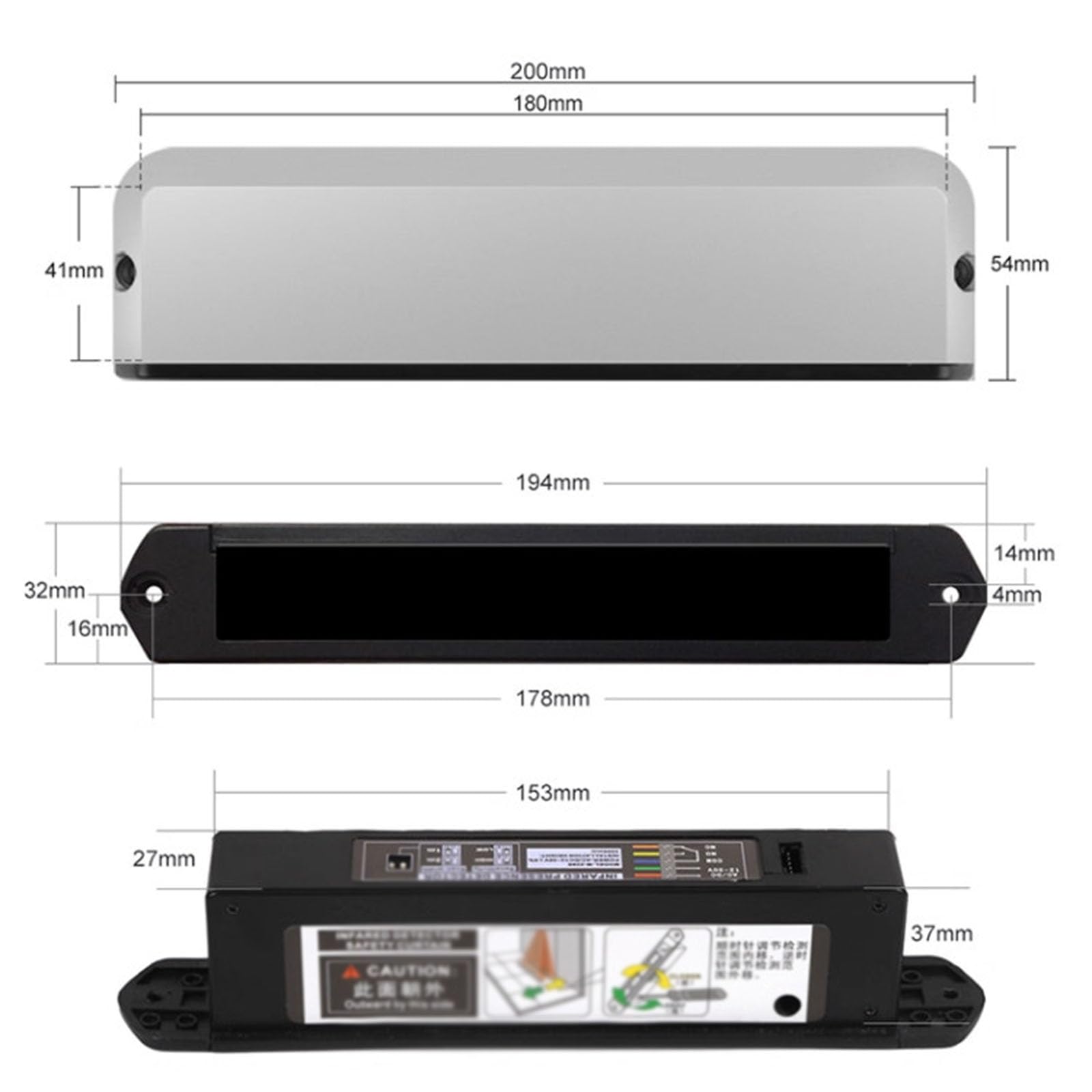 Sensor De Seguridad Infrarrojo Antipinzamiento, Cortina De Luz De Seguridad Automática para Puertas Correderas, con Indicador LED, Ajuste De Rango De Detección, Tiempo De Respuesta <100 Ms