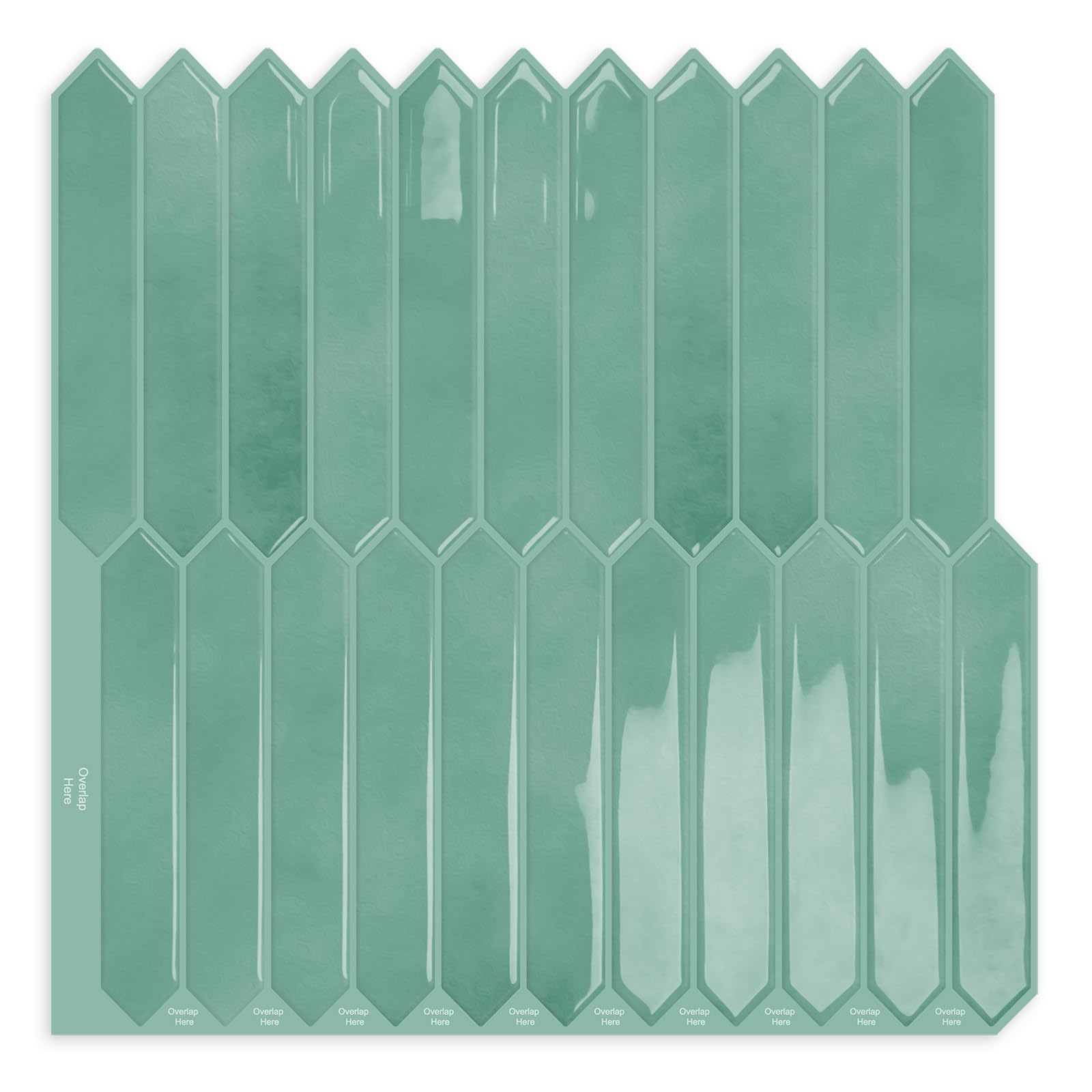 Cyan Long Hexagon Tile Peel and Stick Backsplash, 10 Sheets Self-Adhesive Wall Tiles Stick on Back Splash for Kitchen, Bathroom, Fireplace,RV(12"×12")