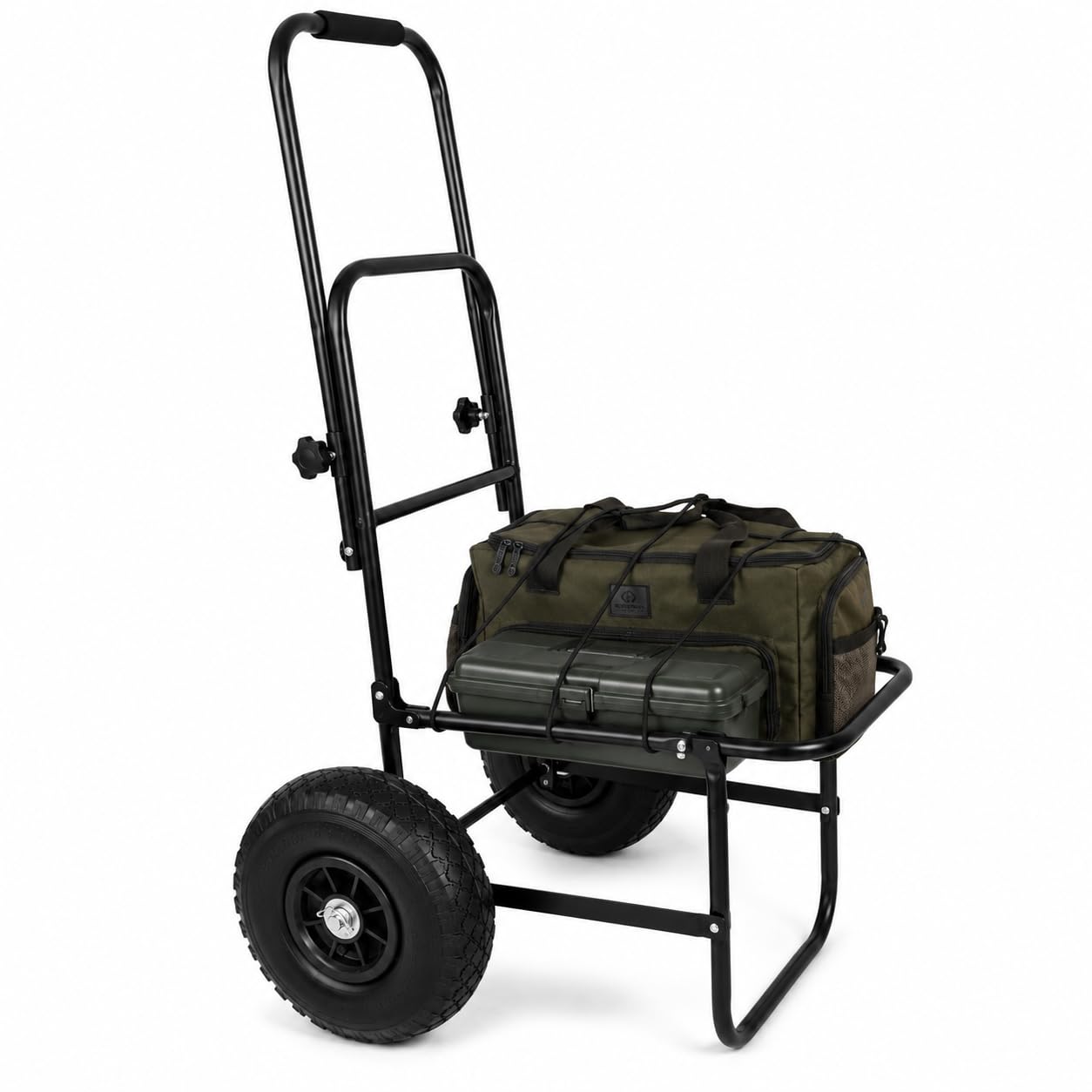 X2 Transportwagen für Angler - Klappbarer Bollerwagen - 100 x 40 x 31 cm - Ausziehbarer Griff - Luftreifen - Angelwagen für Angelausrüstung - Strandwagen - Campingwagen