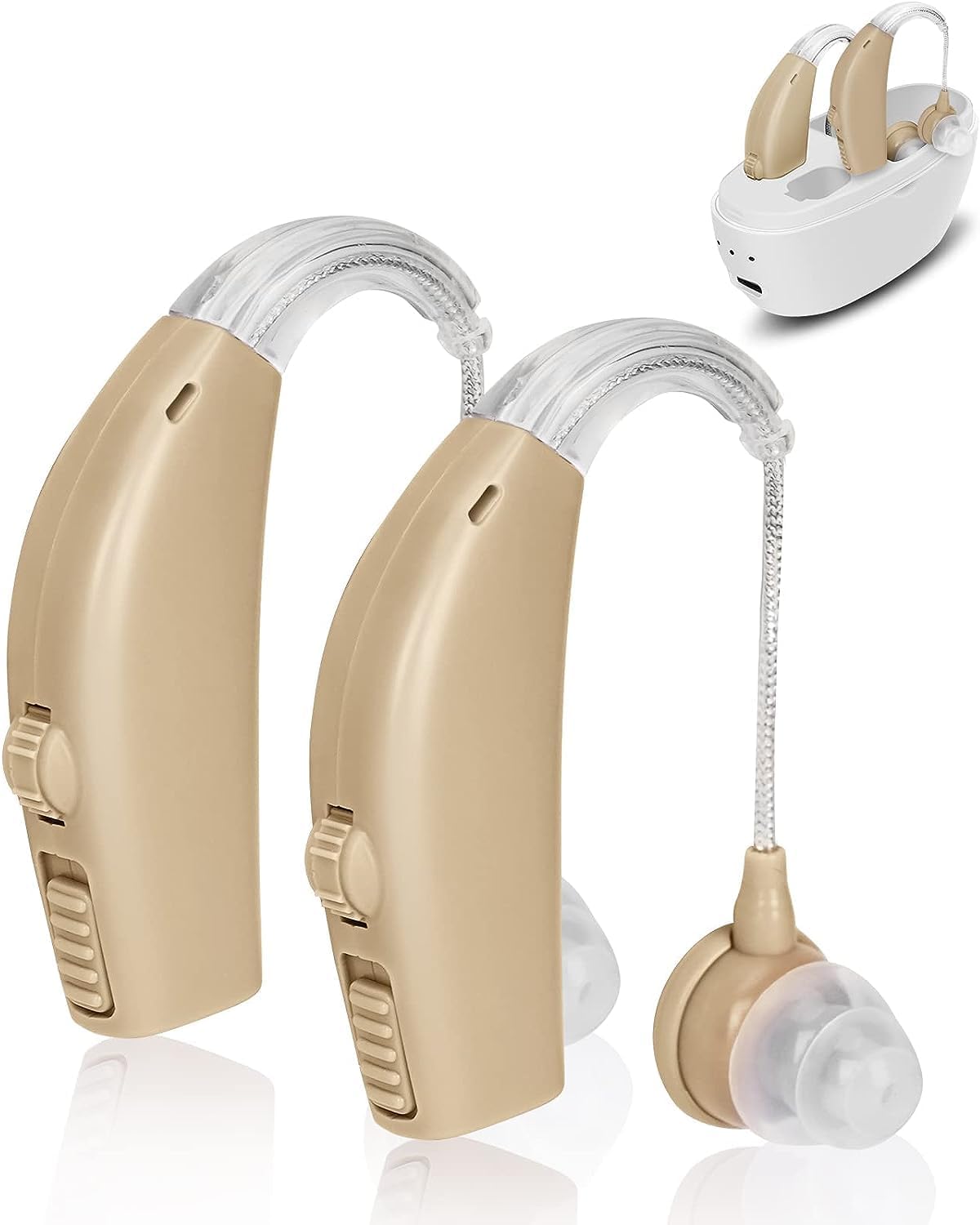 TIMBAYHearing Aids for Seniors, Rechargeable BTE Hearing Amplifie with Noise Cancelling, Ear Hearing Assist Devices PSAP with Volume Control, Set of 2