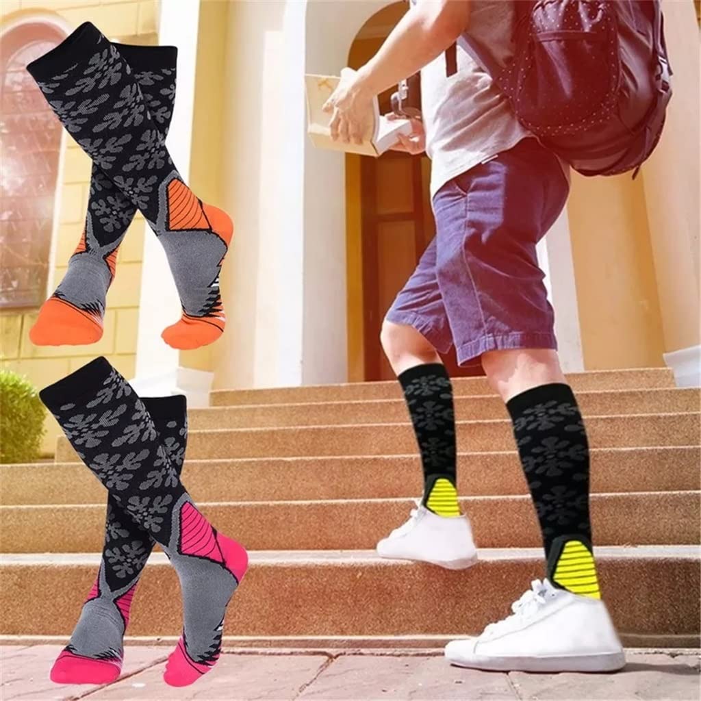 Skarpety 7 kolorów Casual Unisex Miedź Skarpety kompresyjne Kobiety Mężczyźni Kolano Wysokie Stockings Męskie Damskie Miękkie Skarpety Damskie Skarpety Chłopcy (Kolor: Czerwony Rozmiar: Kod S-M)