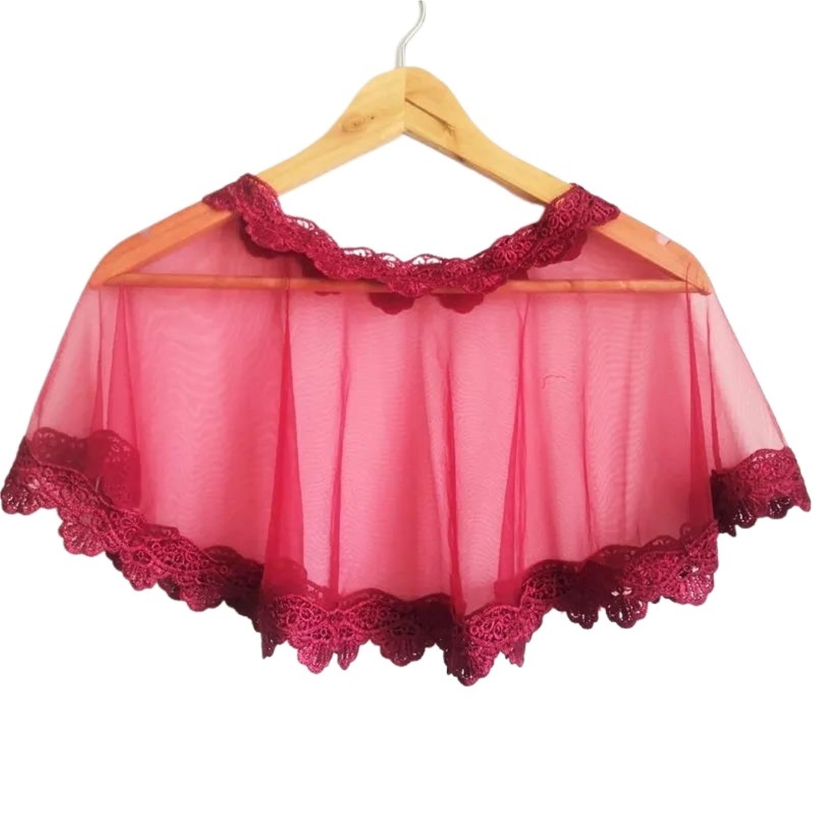 HEUchuan Wedding Dress Shawl Red Lace Appliqued Cape Bolero for Women - Bridal Marriage Party Wraps and Shawls(RED2)