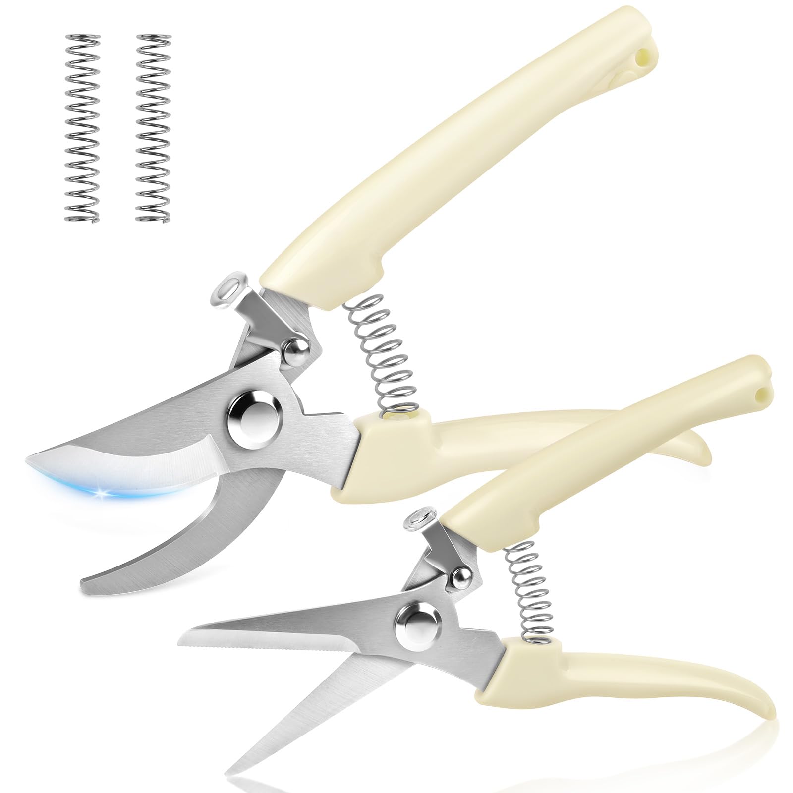 Ainiv 2 Pack Garden Pruning Scissors, 170mm Bypass Garden Secateurs and 185mm Shears, Heavy Duty Hand Pruners Gardening Scissor, Lightweight & Ergonomic, Garden Scissors for Plants, Hedges and Flowers