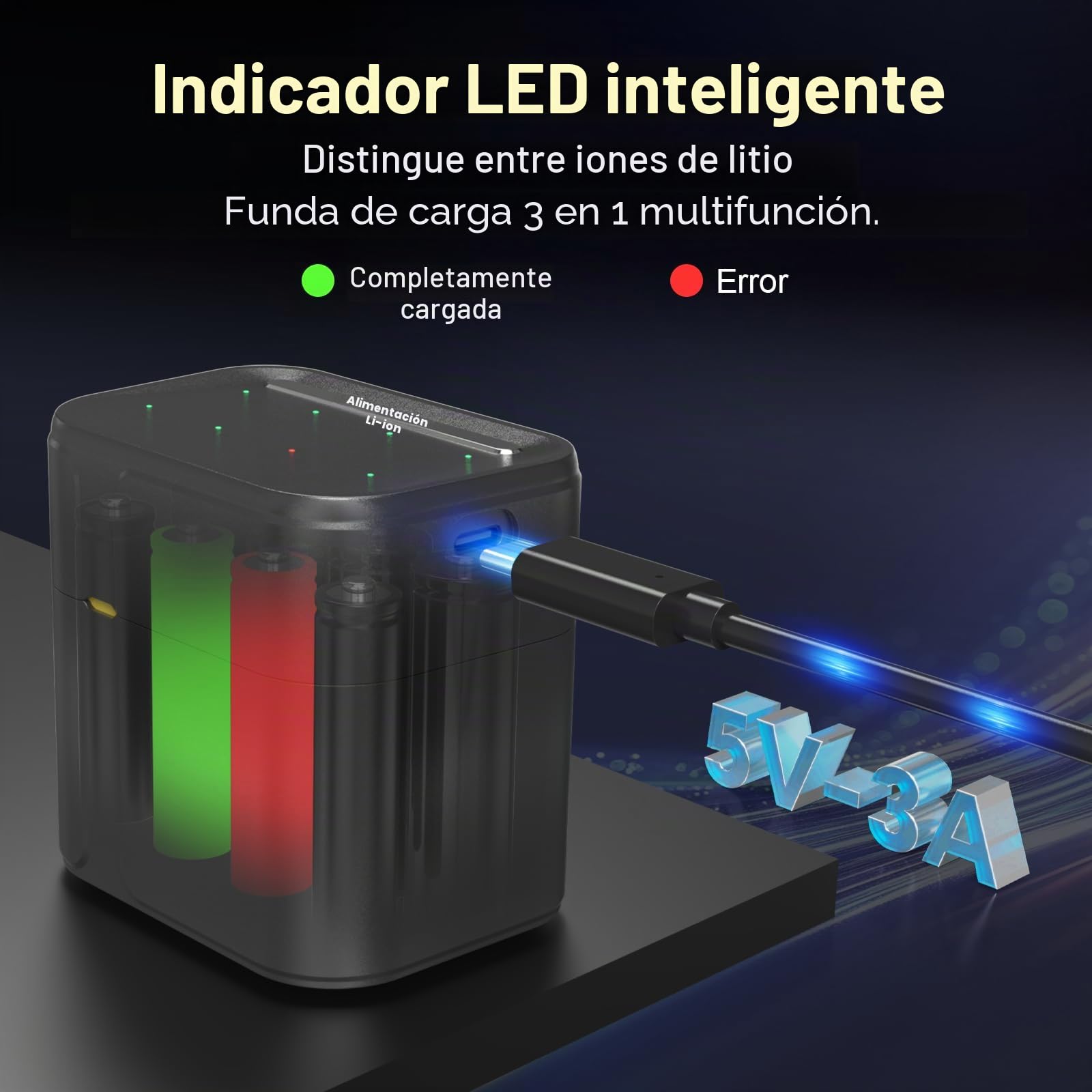 SURFOU Paquete de 8 Pilas Recargables AA 1,5V Litio 3600mWh Alta Capacidad + Cargador Rápido con Pantalla LED - Más de 2000 Ciclos - Baterías de Larga Duración