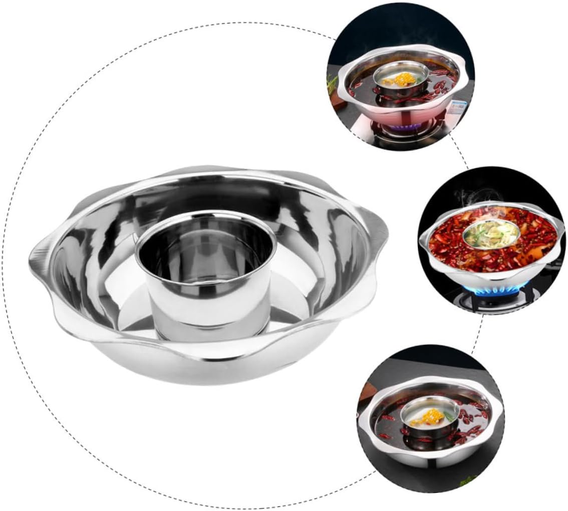 MAGICLULU Double Flavor Hot Pot Stainless Steel Cooking Pot Divided Chinese Style Easy to Clean Kettle Thermometer Included