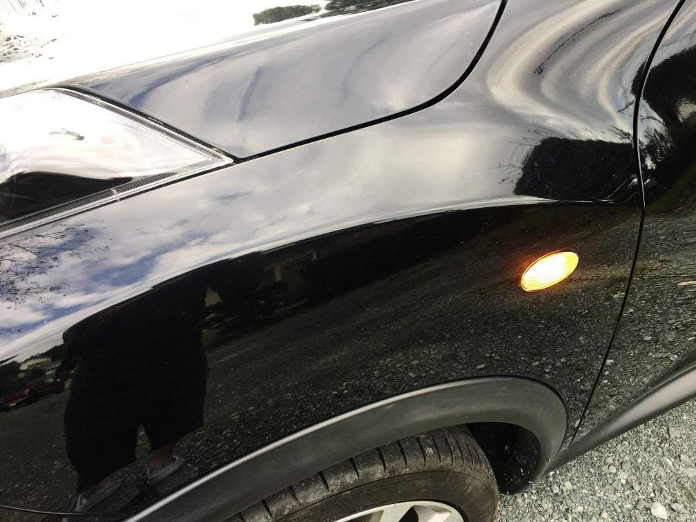 iJDMTOY Smoked Lens Amber Full LED Sequential Blink Fender Side Marker Indicator Lights Compatible With Nissan Cube Juke Leaf, Powered by 20-SMD LED, Replace OEM Sidemarker Lamps