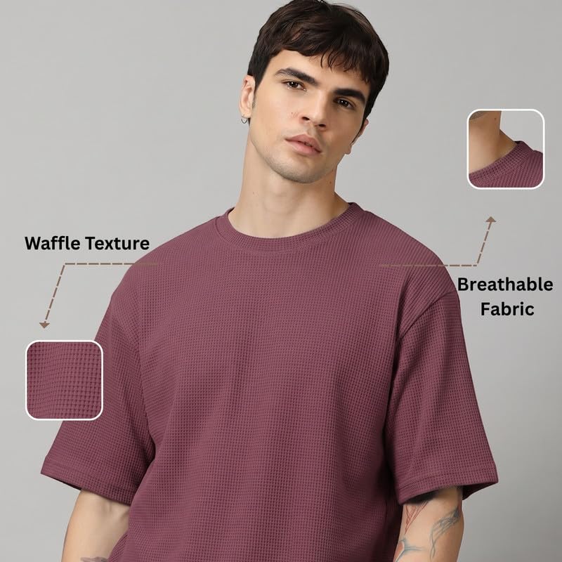 Image of RodZen Oversized Baggy Fit Half Sleeves Round Neck Solid Cotton Blend Combo T-Shirt for Men (Pack of 3)