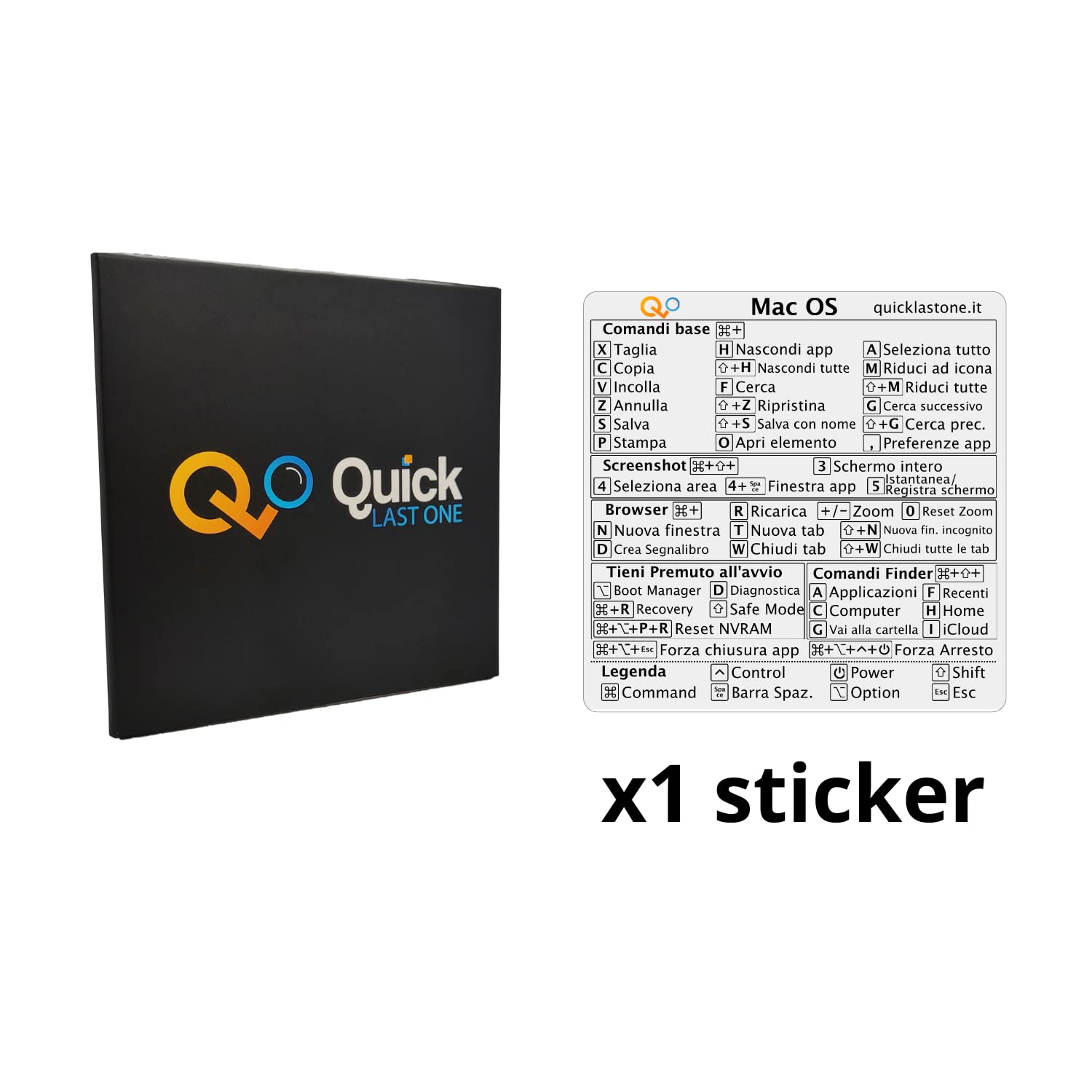 Adesivo per Scorciatoie da Tastiera per Mac - Shortcut Sticker - Aumenta la tua produttività con le scorciatoie essenziali (Trasparente - Scritte nere, 1)
