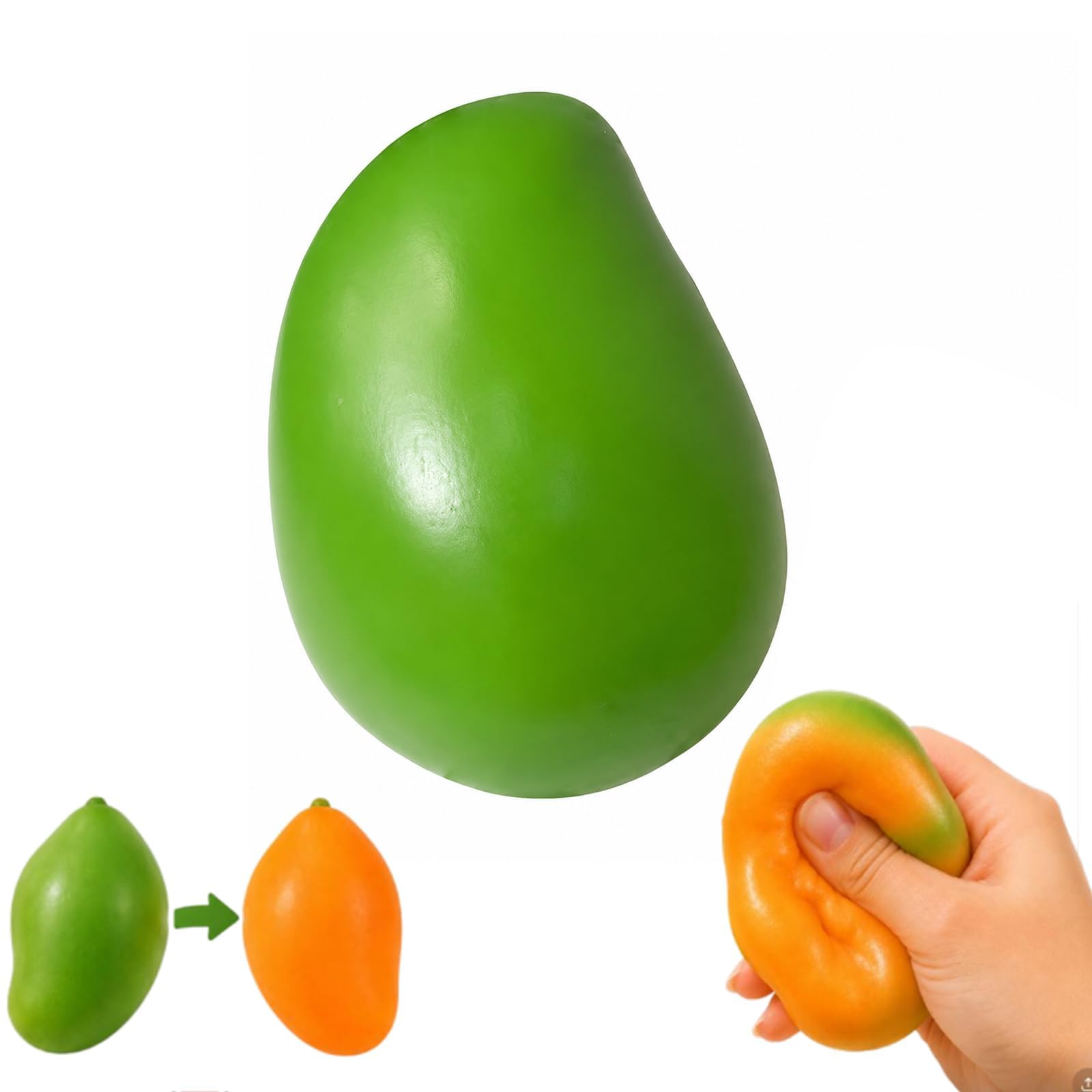 Babuman Crunchy Mango Squishy, Chameleon Mango Asmr Stress Ball, Slow Rising Crunchy Squishy for Stress Relief, Textured Sensory Ball for Anxiety Management Party Favors â image 1