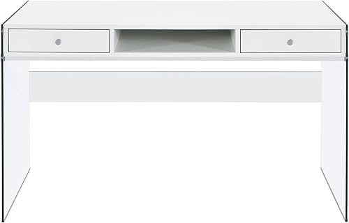 Miniatura 5 de Escritorio con lados de cristal blanco brillante y transparente