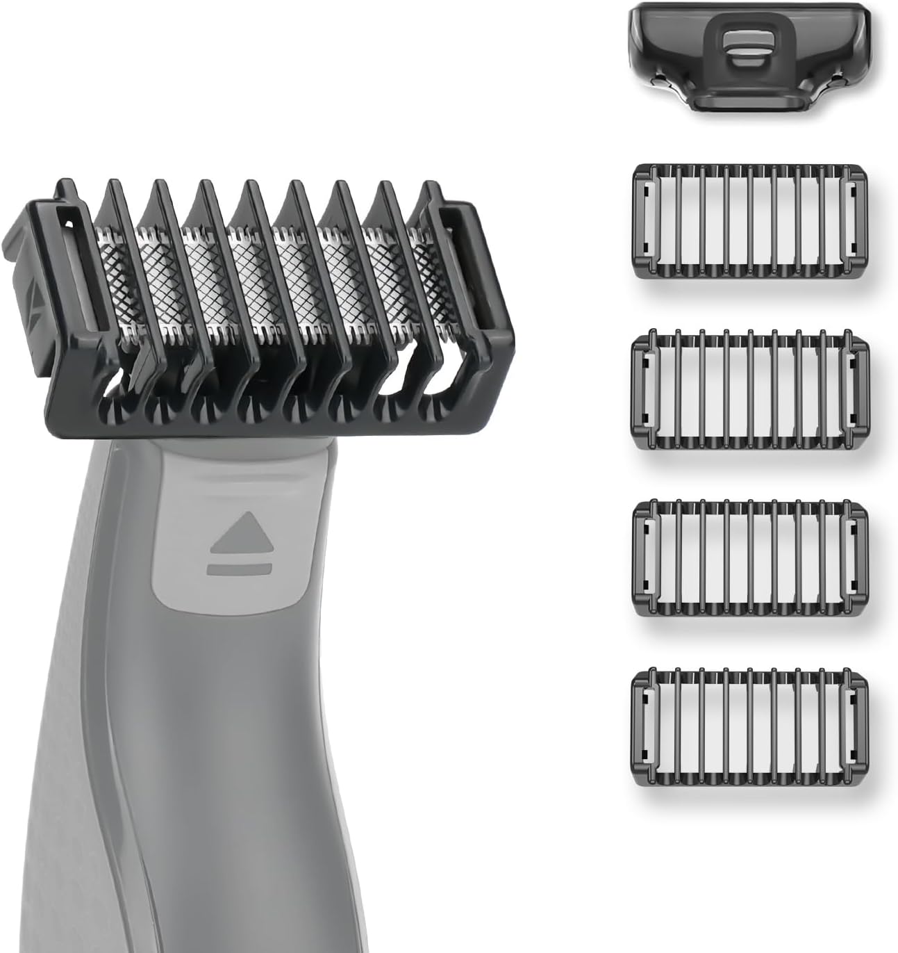 Double-Sided Attachments Compatible with O Blade & OBlade Pro QP2724 QP2520 QP2530 QP2620 QP2630 Trimmer, 4 Combs of 1, 2, 3 and 5 mm, Maintain Your Perfect Stubble Length