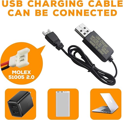 Miniatura 6 de PUOO Accesorio 2 unids 3.7 V 650 mAh batería de litio y 2 unids cargador USB para SYMA Q9 H126 H131 H118 RH701 Control remoto barco de alta