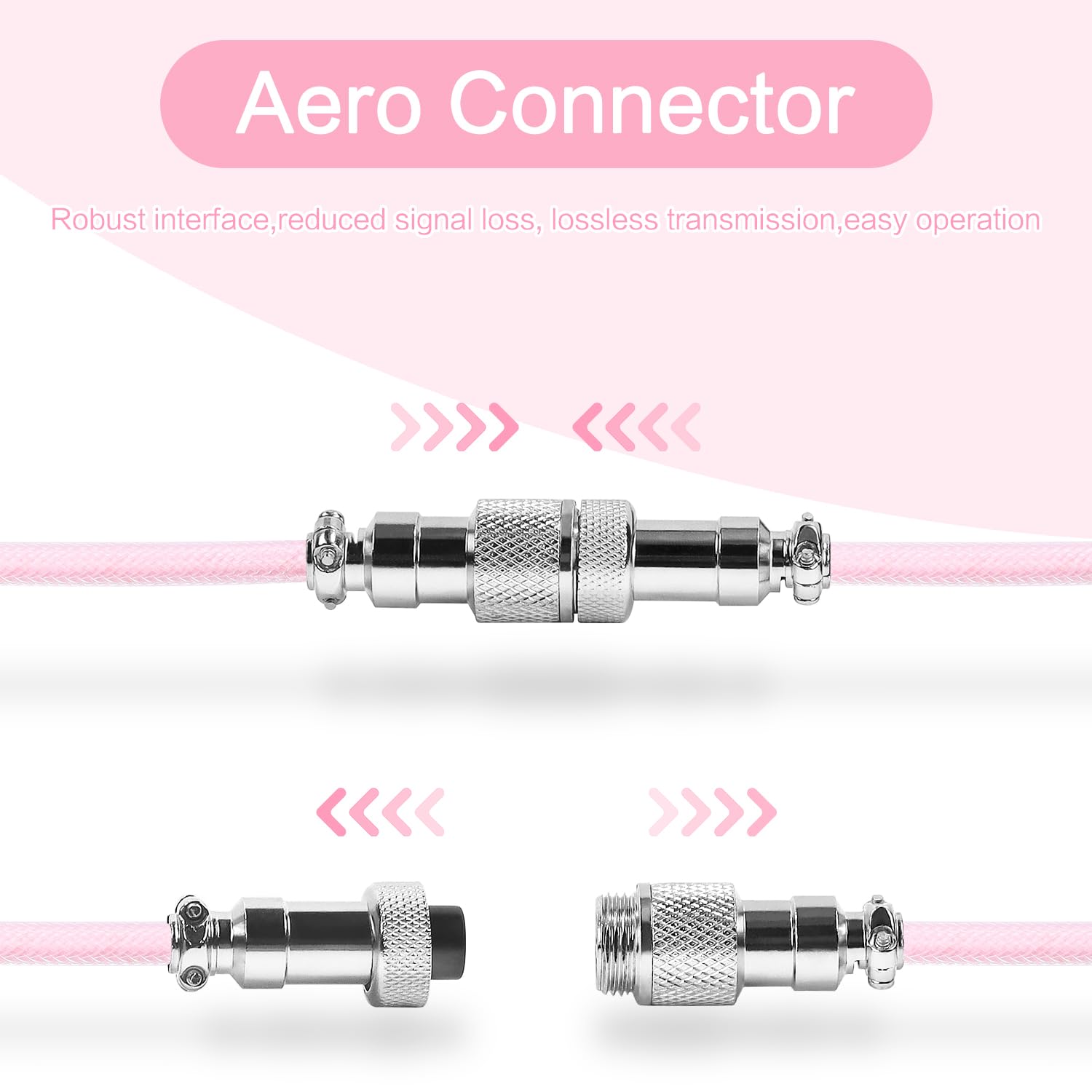 ATTACK SHARK C03 Cavo A Spirale USB C Per Tastiera Gaming - Rosa - Tipo C A USB A, Intrecciato, Staccabile Con Connettori Placcati Oro