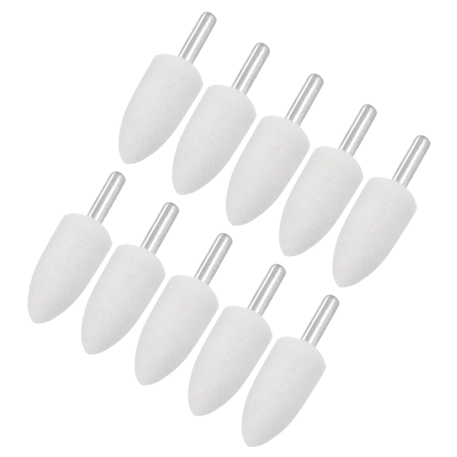 M METERXITY 10-Pack Mole Montate Abrasive Per Levigatura, Attacco 1/4 Pollici (6mm) Punta Di Levigatura E Lucidatura In Ossido, Diametro 0.79 Pollici (20mm) Grana 80 Puntata [Bianco]