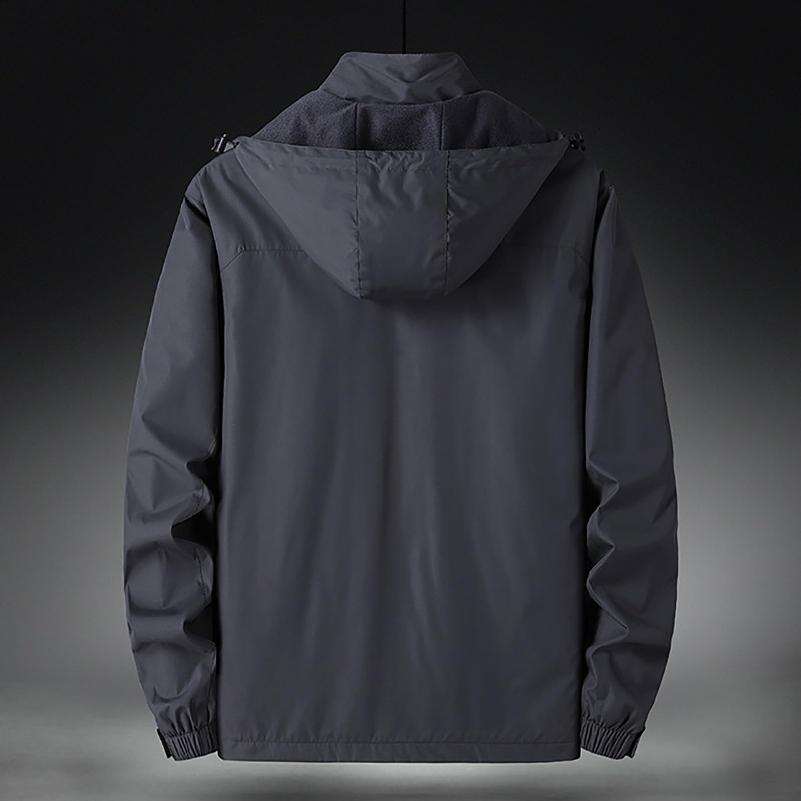 Chubasquero para hombre resistente al agua - chubasquero para hombre, chaqueta de entretiempo moderna, cómoda con cordón, chaquetas para exteriores con cremallera, chaqueta con capucha, chaqueta